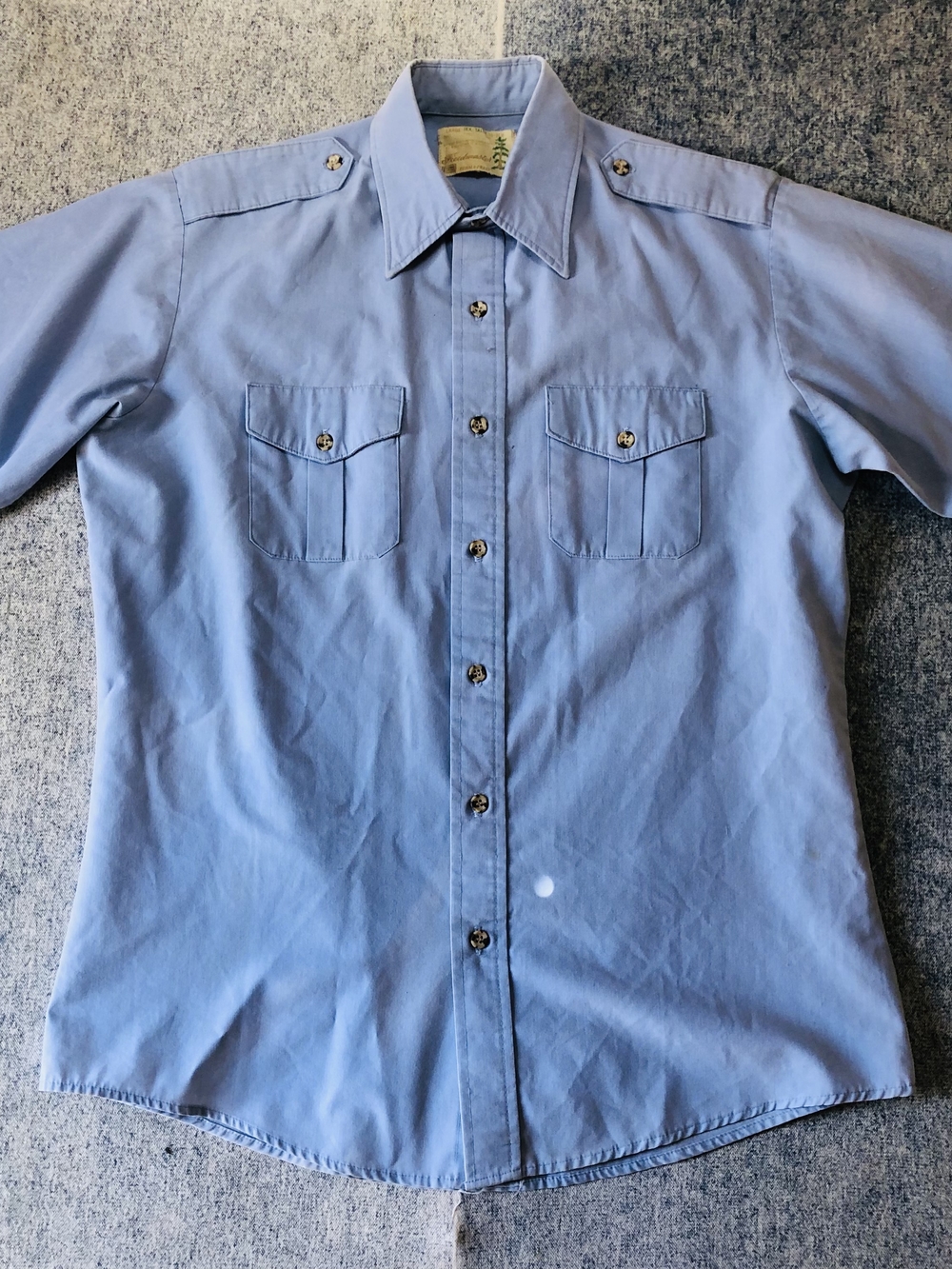 Men's Sky Blue Short-Sleeve Button-Down Work Shirt